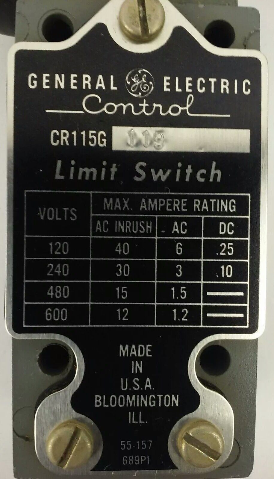 GE, CR115G119, LIMIT SWITCH, 600V MAX, NEW, GENERAL ELECTRIC, CR115G, NEW