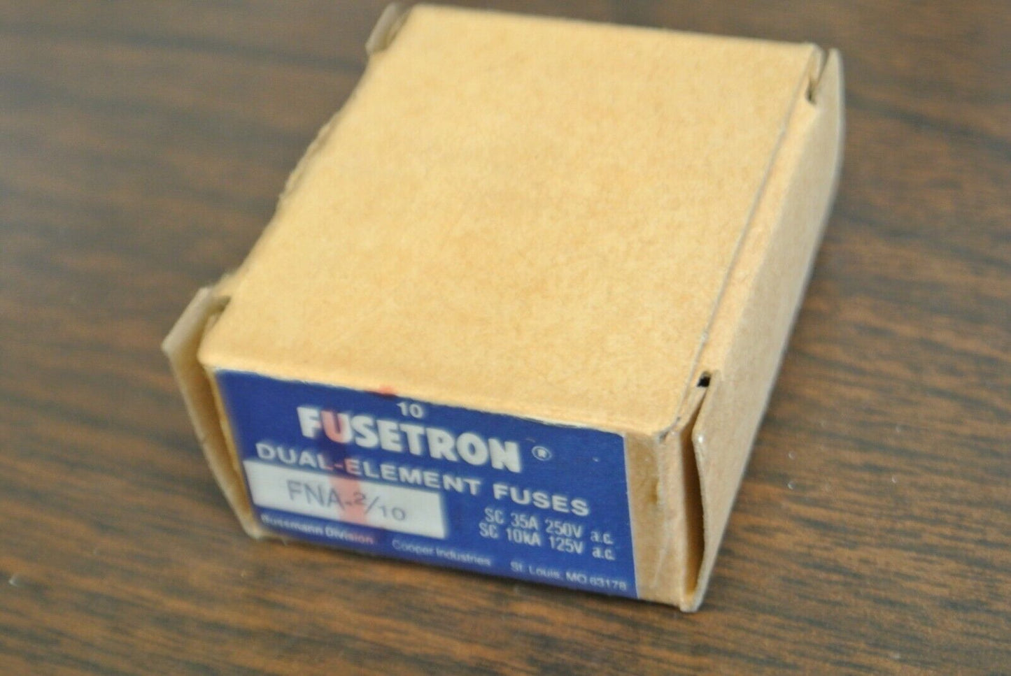 BOX of 10 / BUSS FNA-2/10 DUAL-ELEMENT MIDGET FUSE / 2/10A / 250V / NEW SURPLUS