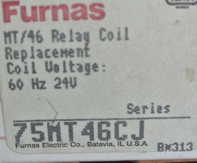 FURNAS 75MT46CJ MACHINE TOOL RELAY COIL / REPLACEMENT 240V, 60Hz NEW SURPLUS