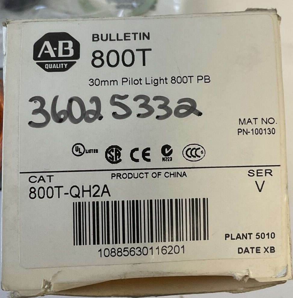 ALLEN BRADLEY 800T-QH2A 30MM PILOT LIGHT SER.V 130VAC/DC