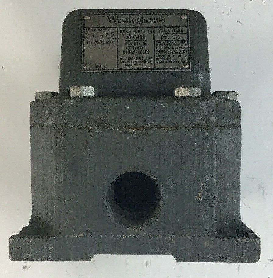 WESTINGHOUSE TYPE HD-CE PUSHBUTTON STATION 2 E 4905 CLASS 15-010 600VOLTS