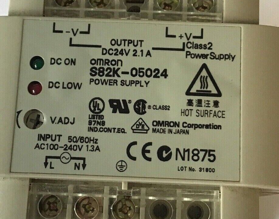 OMRON S82K-05024 POWER SUPPLY 24VDC CLASS2 240VAC 50/60HZ 2.1A