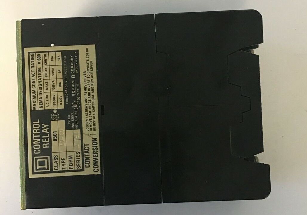 SQUARE D 8501 LO-80 AC MAGNETIC RELAY SER.A 120-60/110-50