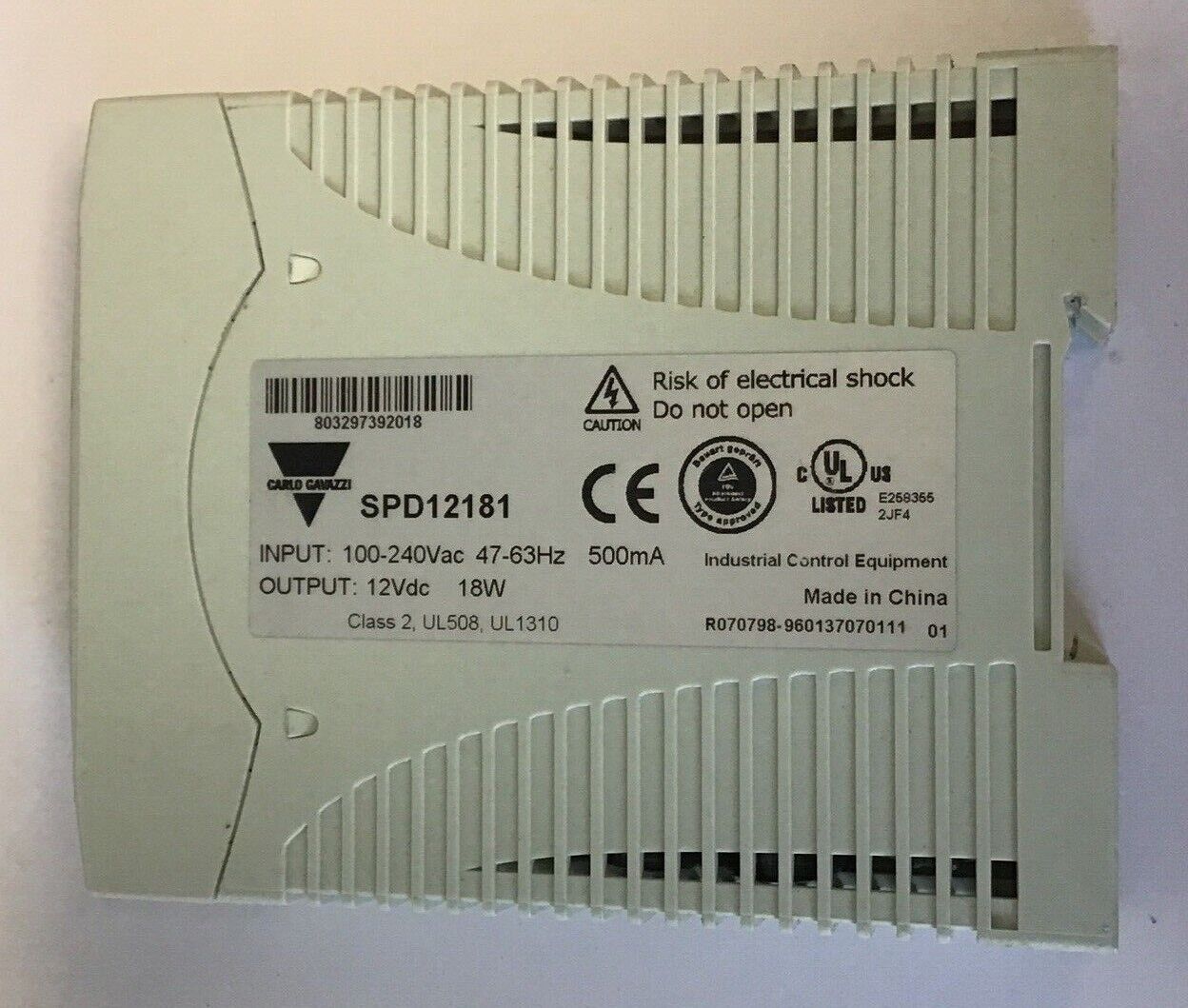 CARLO GAVAZZI SPD12181 POWER SUPPLY 240VAC 47-63HZ 12VDC 18W