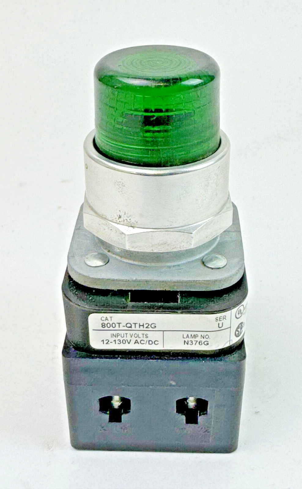 ALLEN-BRADLEY - 800T-QTH2G SER. U - GREEN ILLUMINATED PUSH BUTTON W/ BLOCK