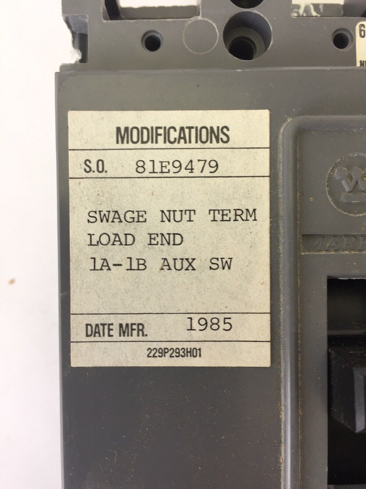WESTINGHOUSE HFB3035 AB DE-ION CIRCUIT BREAKER 35AMP 600VAC 3POLE 4979D06G03