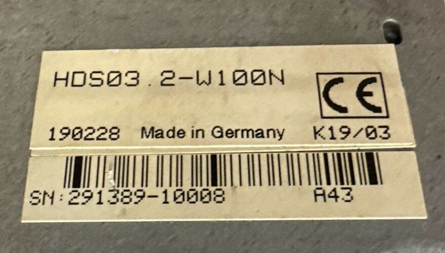 INDRAMAT HDS03.2-W100N SERVO DRIVE CONTROLLER OUTPUT 500VAC 50A INPUT 530-670VDC