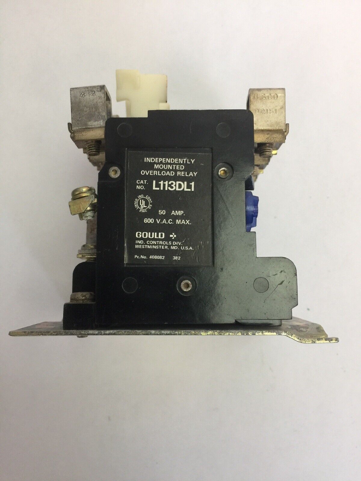 GOULD L113DL1 INDEPENDENTLY MOUNTED OVERLOAD RELAY 50AMP 600VAC NO HEATERS