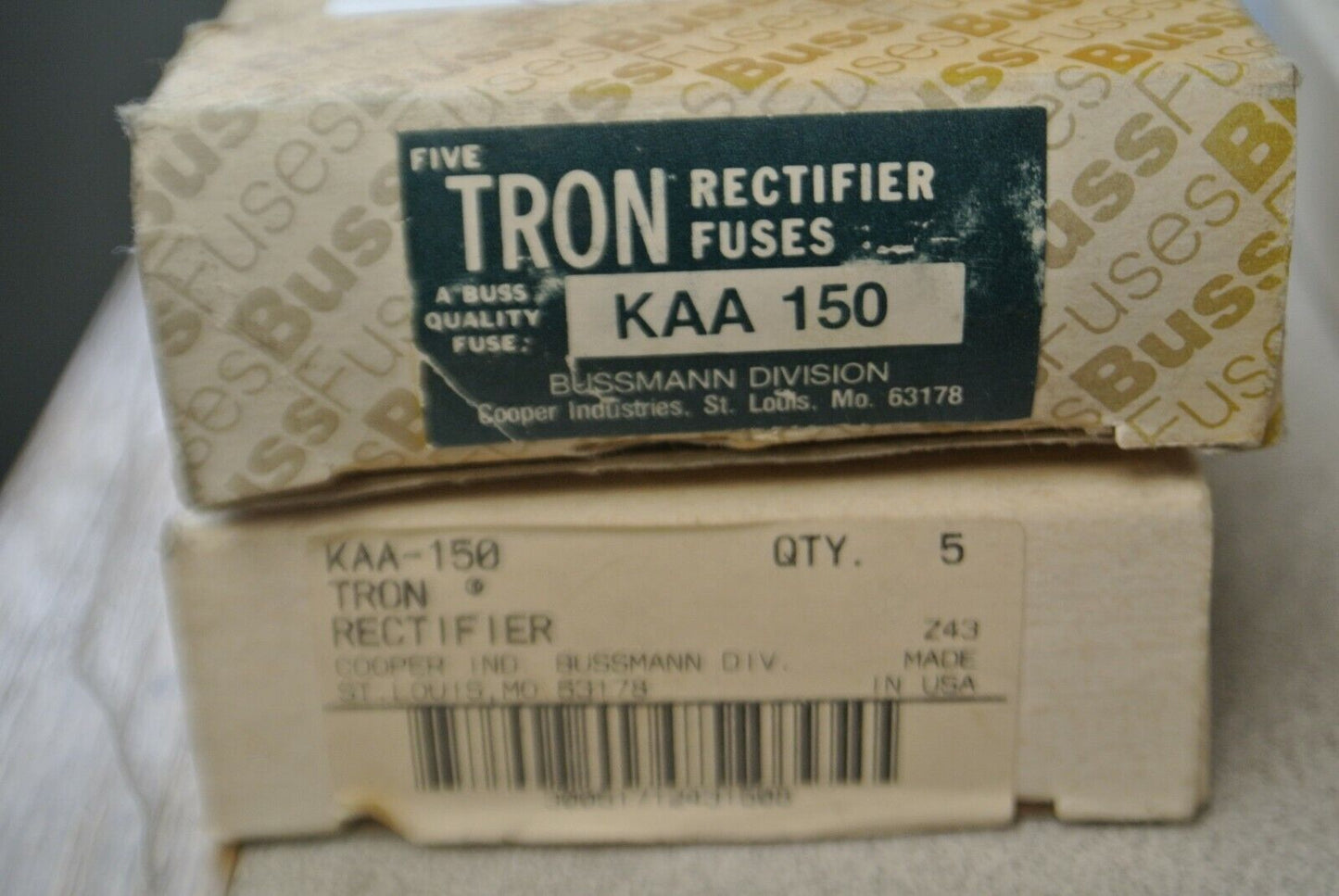 BOX of 5 / BUSSMANN / TRON KAA150 RECTIFIER FUSE / 150A / 130V / NEW SURPLUS