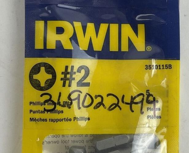 IRWIN 3510115B PHILLIPS INSERT BIT 1AVD8 BAG OF 5 ****LOTOF17****