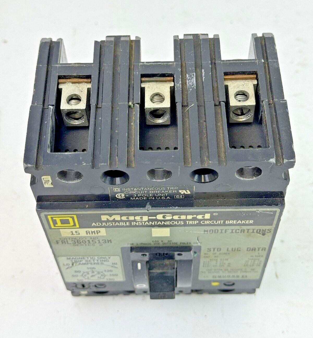 SQUARE D - FAL3601513M Ser. 2 - MAG-GARD CIRCUIT BREAKER - 3 POLE, 15 A, 600VAC