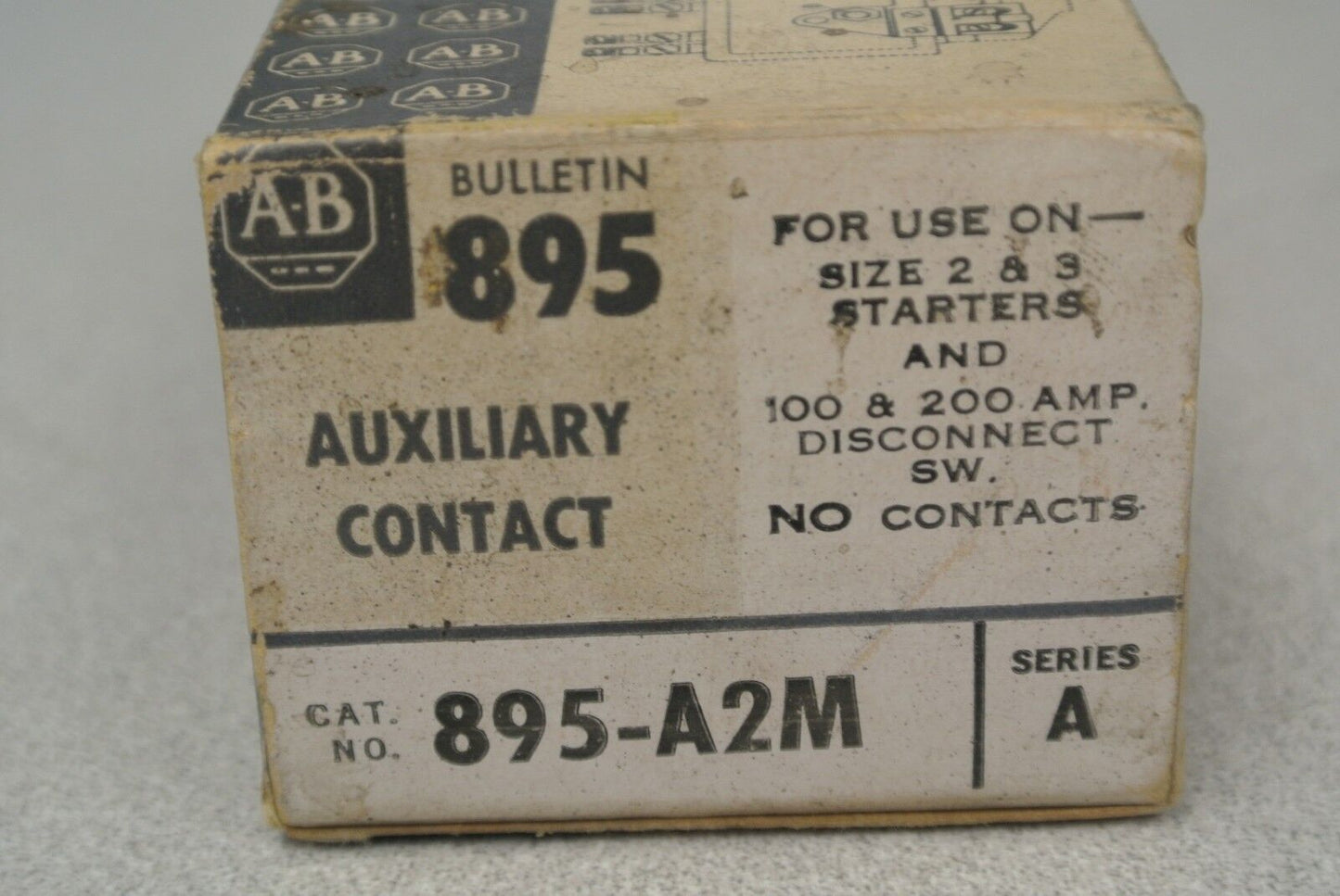 ALLEN-BRADLEY 895-A2M AUXILIARY CONTACT / SIZE 2 & 3 / 100A & 200A / NEW SURPLUS