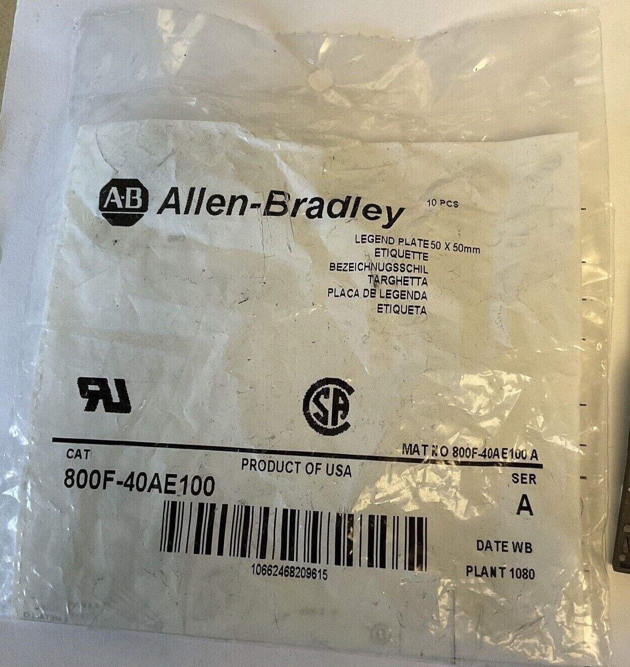 ALLEN BRADLEY 800F-40AE100 LEGEND PLATE SER.A 50X50MM ***LOTOF8***