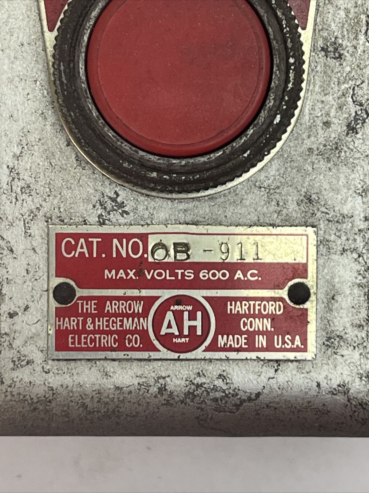 ARROW HART OB-911 START STOP PUSHBUTTON STATION ENCLOSURE 600VAC