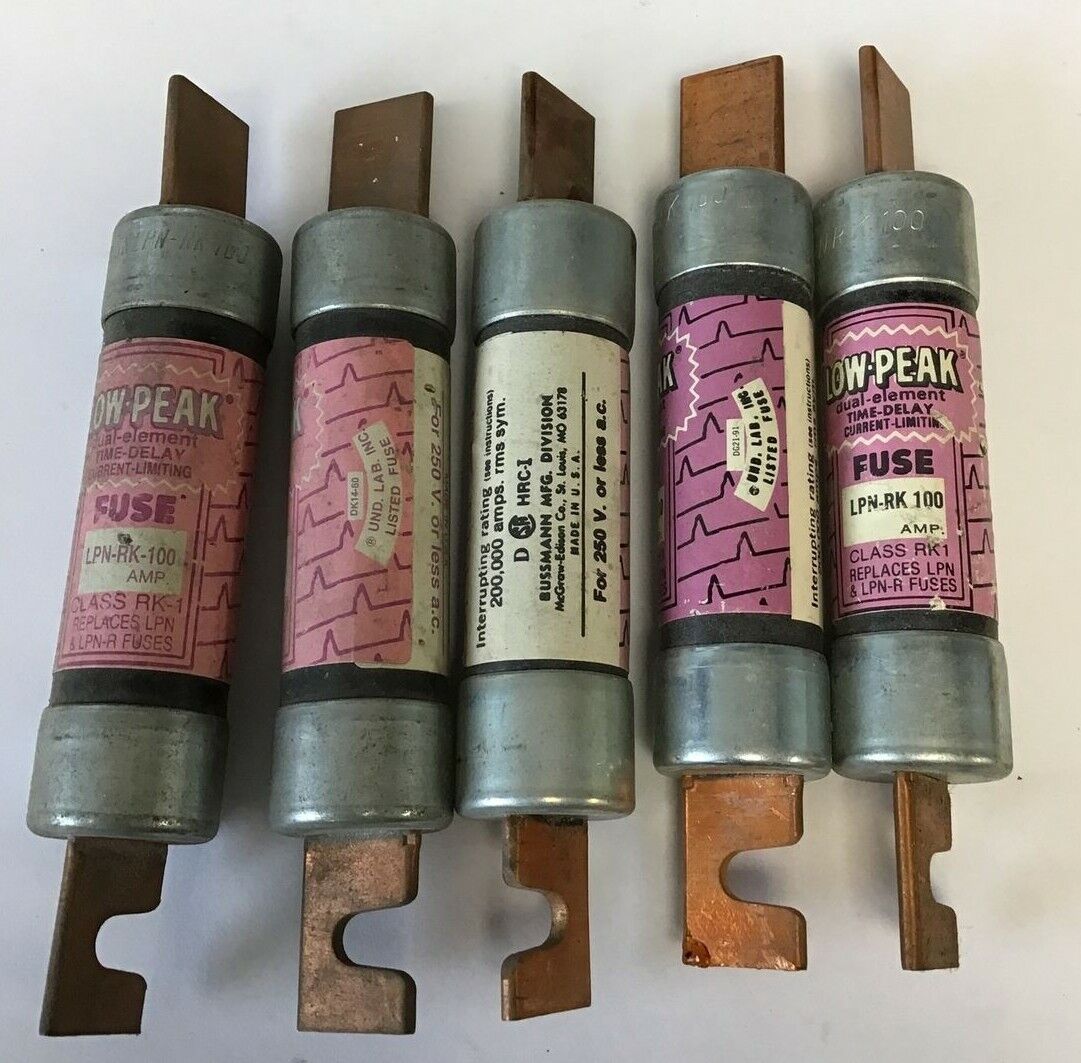 BUSSMANN LPN-RK 100 FUSE 100A CLASS RK1 250VAC DUAL ELEMENT ***LOTOF5***