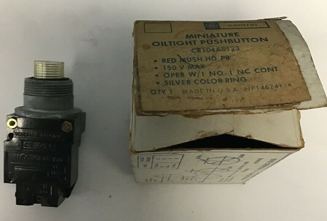 GE CR104A8123 OILTIGHT PUSHBUTTON W/O BUTTON 150V 1NO-1NC