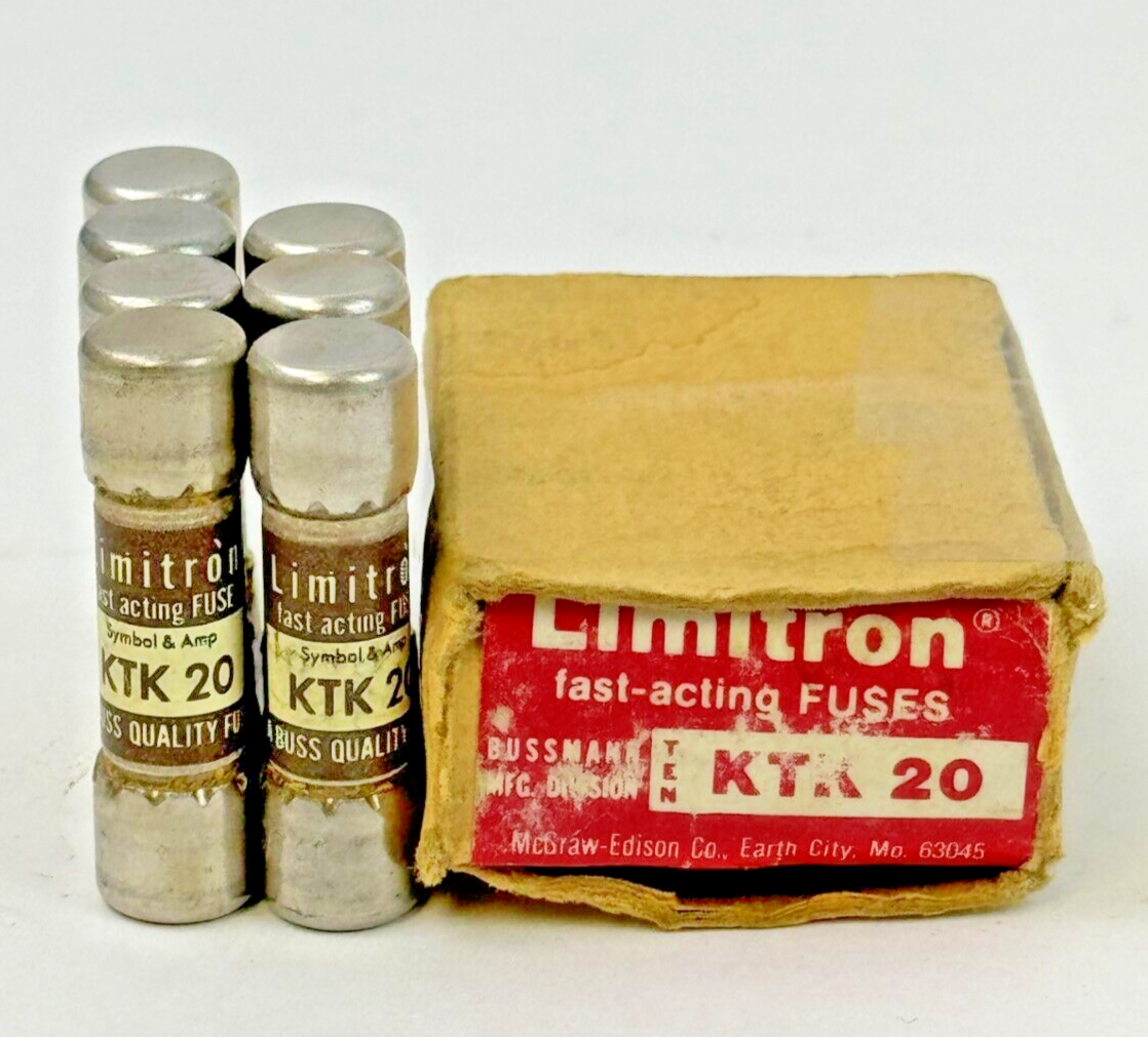 EATON/ BUSSMANN *BOX OF 7* - KTK20 - LIMITRON FAST-ACTING FUSES - 600 VAC/ 20 A