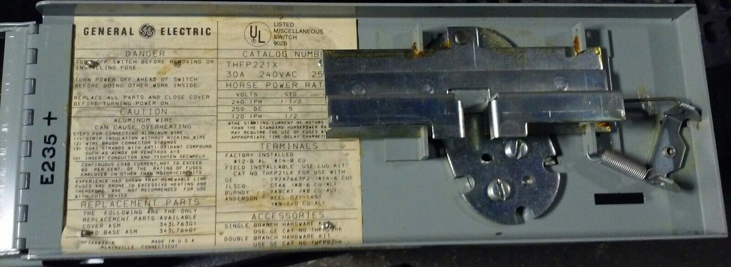 GENERAL ELECTRIC GE THFP221X - 30A, 2-P, 240V Fused Panelboard Switch