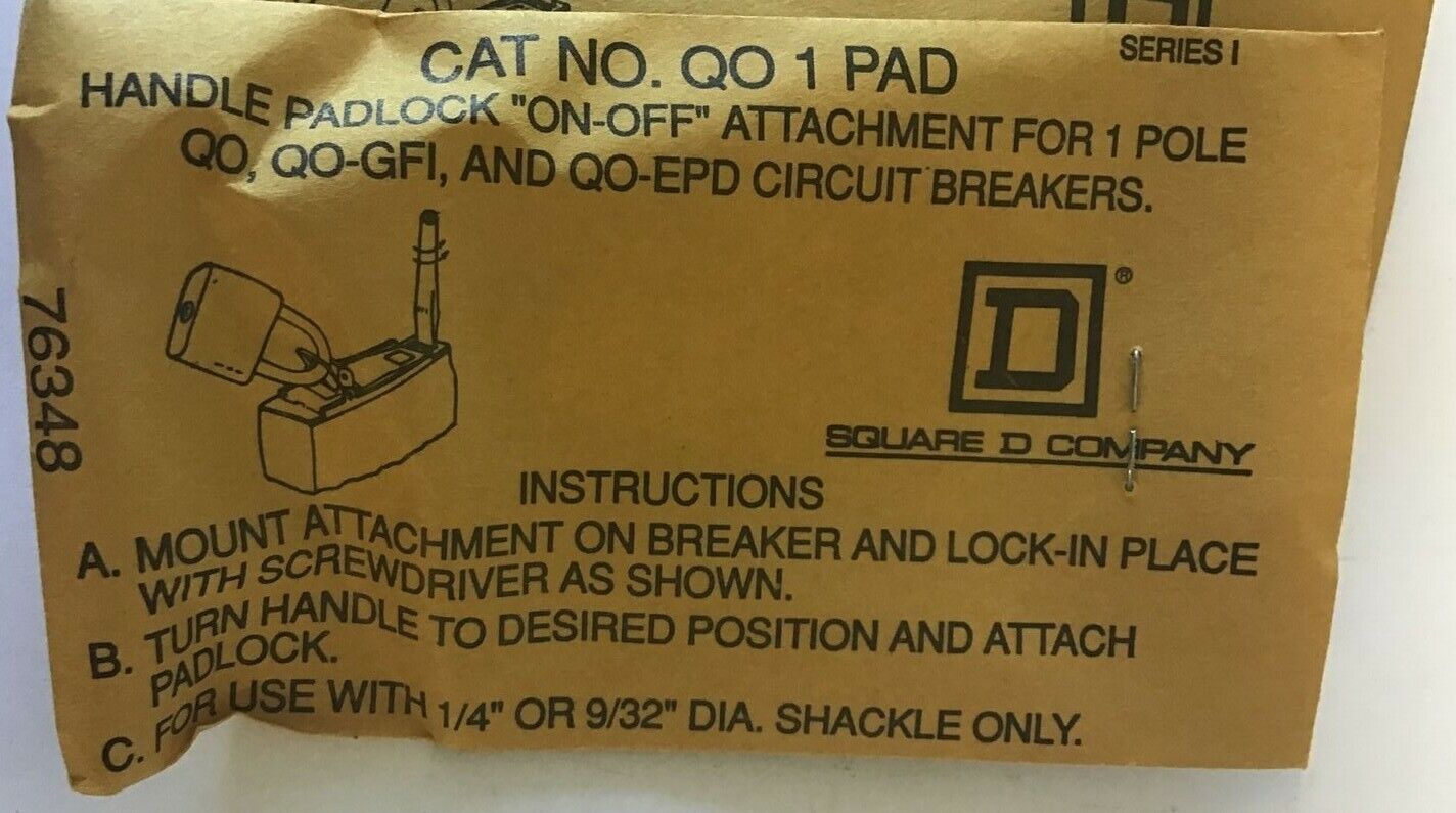 SQUARE D QO 1 HANDLE PADLOCK "ON-OFF" ****LOTOF5***