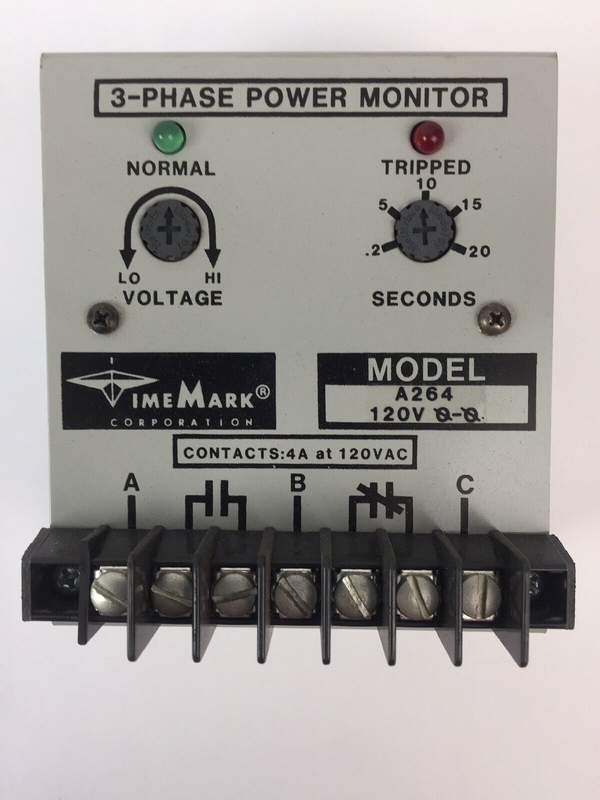 TIME MARK INDUSTRIAL CONTROL A264 3-PHASE POWER MONITOR 120VAC