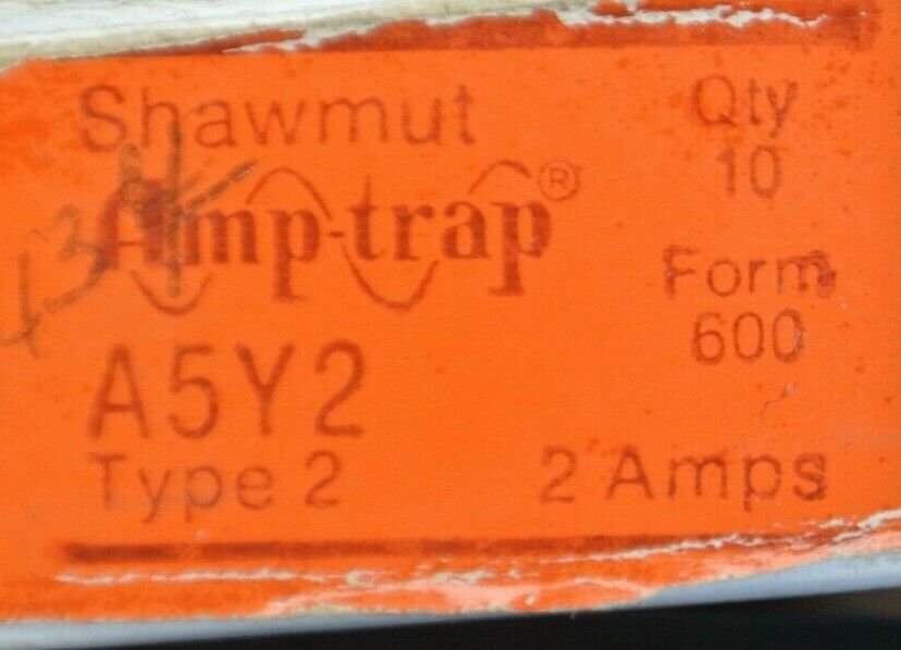 BOX of 10 / GOULD-SHAWMUT A5Y2 AMP-TRAP® FUSE / 2A / 500V / NEW SURPLUS