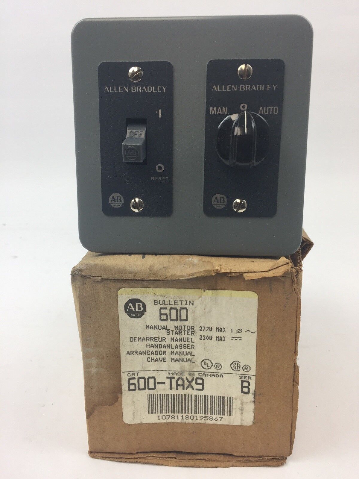 ALLEN BRADLEY 600-TAX9 MANUAL MOTOR STARTER SERIES B