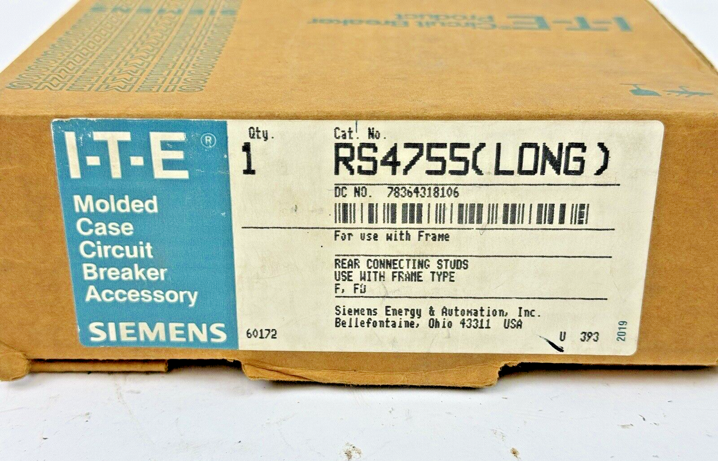 ITE / SIEMENS - RS4755 (LONG) - REAR CONNECTING STUDS FOR F, FD FRAME TYPES