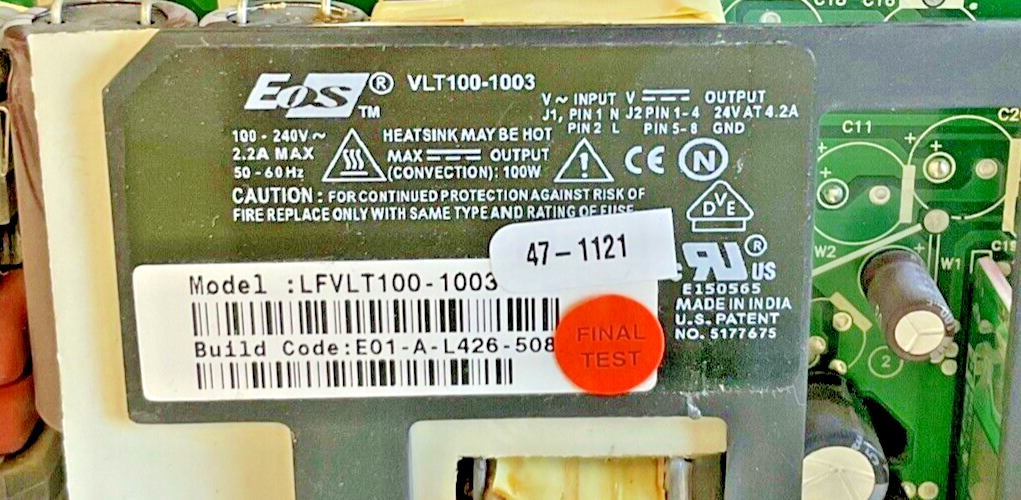 EOS VLT100-1003 POWER MODULE 240VAC 2.2A 50-60HZ