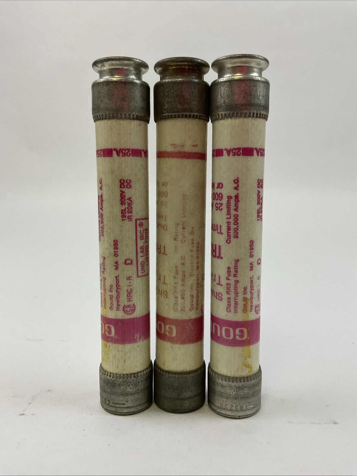 GOULD SHAWMUT TRI-ONIC TRS25R TIME DELAY FUSE 600VAC 25A (LOT OF 3)