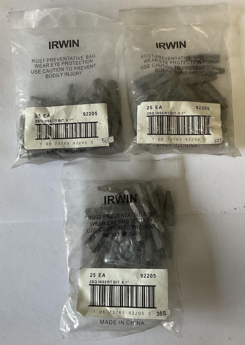 IRWIN 2SQ INSERT BIT x 1" BAG OF 25EA. ****LOTOF3***