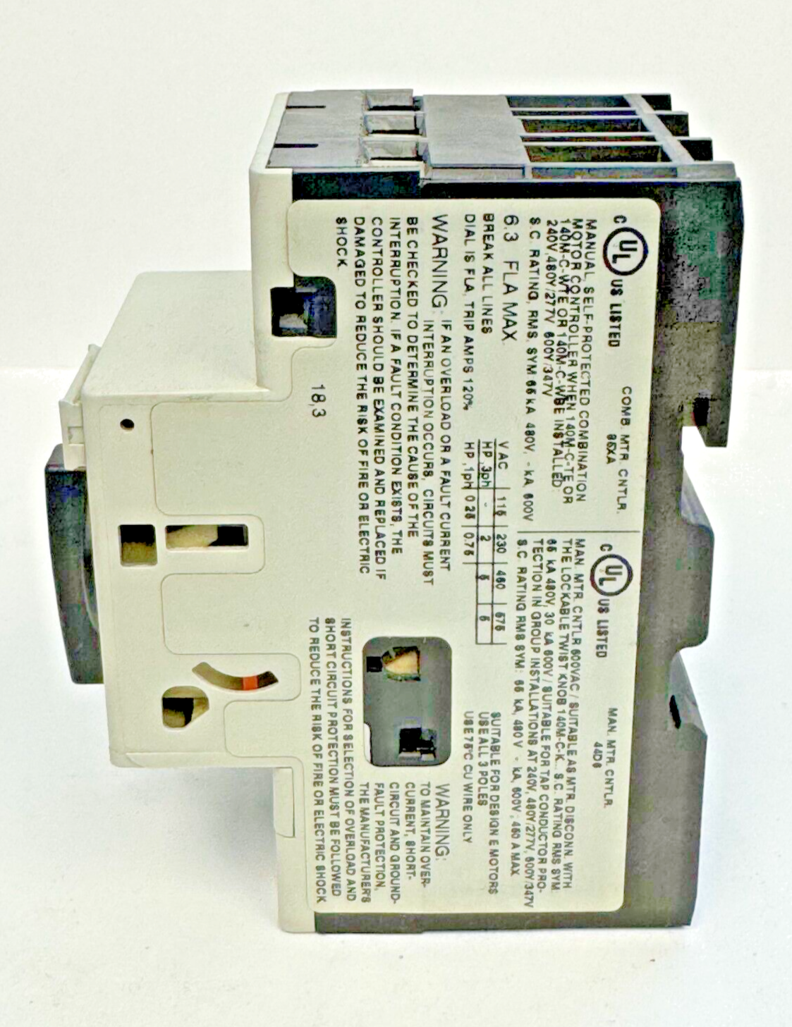 ALLEN-BRADLEY - 140M-C2E-B63 SER. B - MANUAL MOTOR PROTECTOR - 4.0 A - 6.3 A