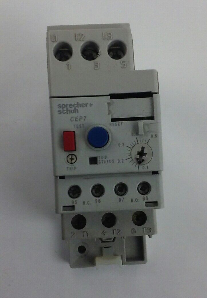 Sprecher Schuh CEP7EEAB Overload Relay (0.1 to 0.5 a) With CEP7-EPB (Used)