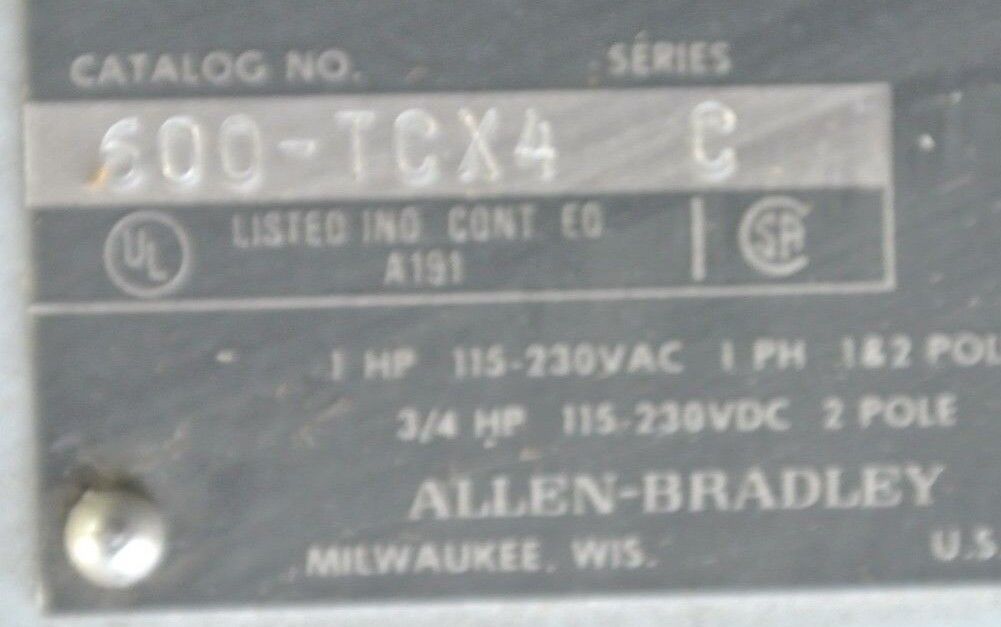 ALLEN-BRADLEY 600-TCX4 MANUAL STARTING SWITCH - TOGGLE - 1 POLE - NEW SURPLUS