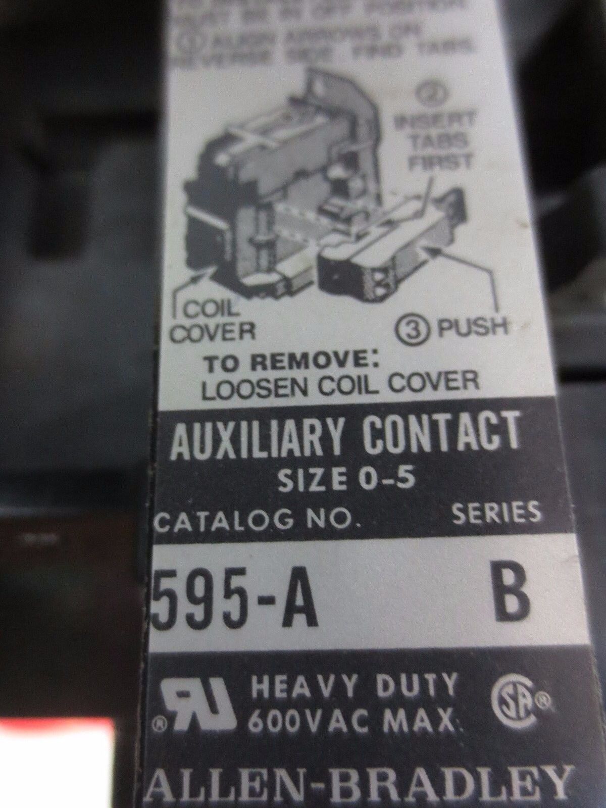 ALLEN-BRADLEY 509-BOD Ser. B FULL VOLTAGE NON-REVERSING STARTER + 595-A, 595-AA