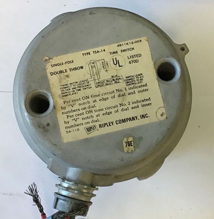 RIPLEY TYPE TSA-14 REPEAT CYCLE TIMER 107CEDD1AEM 30MIN 240VAC 60CYCLES