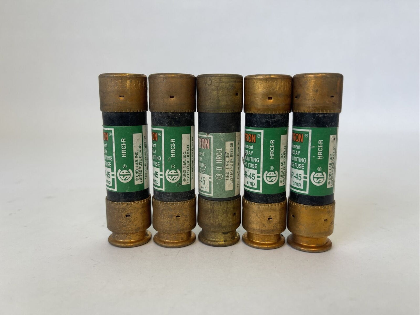 BUSSMANN FRN-R-45 FUSETRON DUAL ELEMENT CLASS RK5 FUSE 45AMP 250VAC (LOT OF 5)