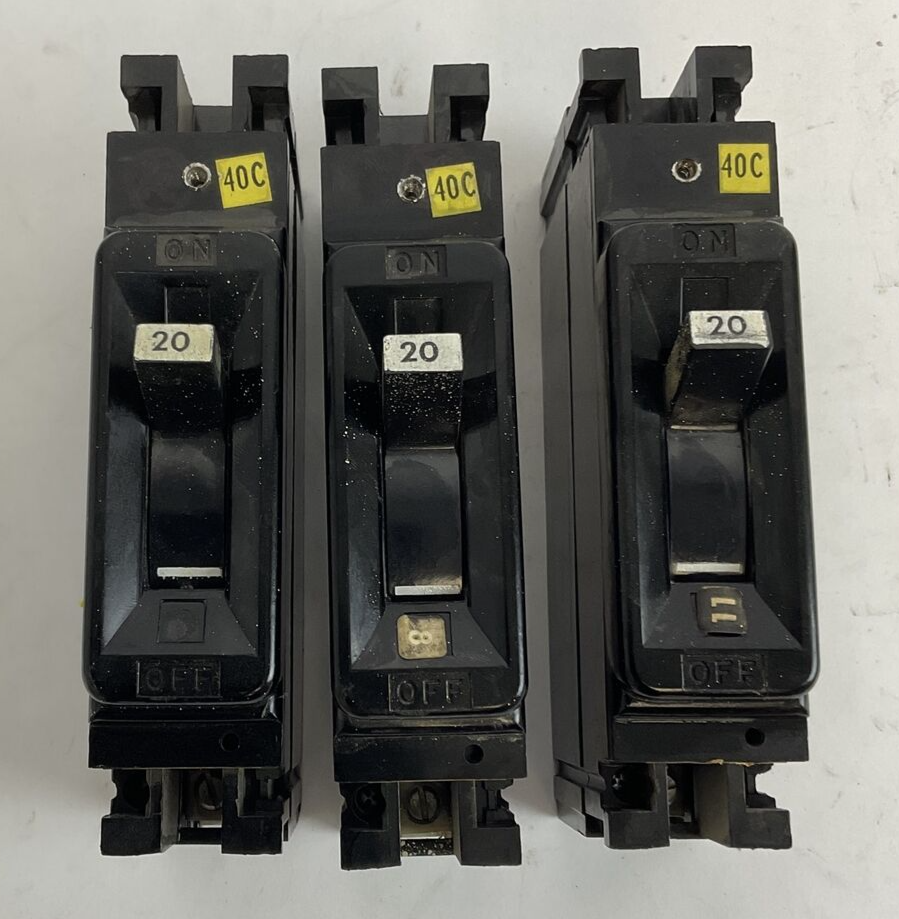 FEDERAL PACIFIC ELECTRIC NEF213020 CIRCUIT BREAKER 1POLE 277VAC 20A***LOTOF3***