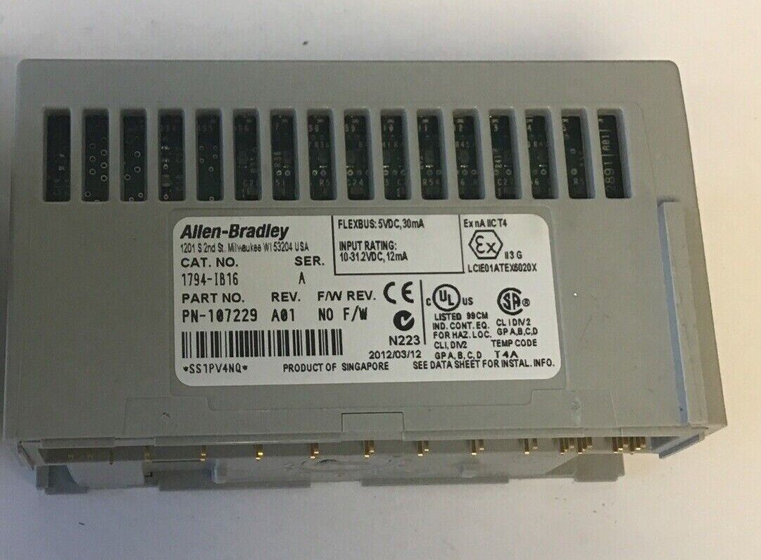 ALLEN BRADLEY 1794-IB16 SER.A REV.A01 NO F/W INPUT MODULE 1794-TB3 SER.A BASE