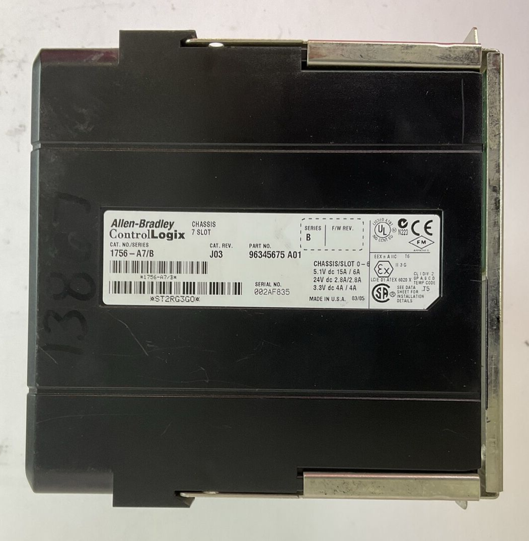 ALLEN BRADLEY 1756-PB72 SERC 24VDC POWER SUPPLY 1756-A7 SER B CAT REV J03 7 SLOT