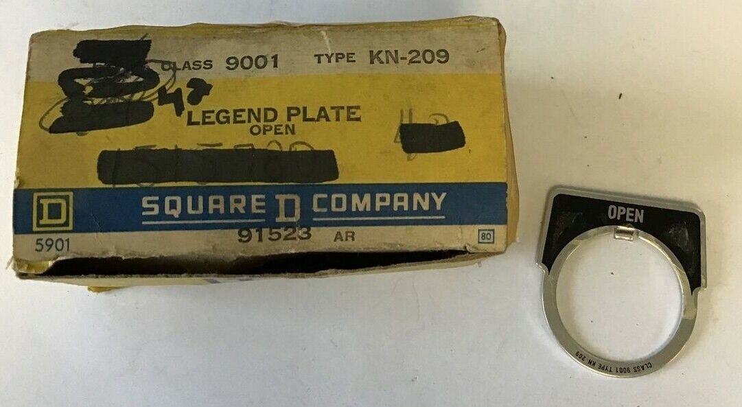 SQUARE D LEGEND PLATE "OPEN" 9001 KN-209 ****LOTOF42****