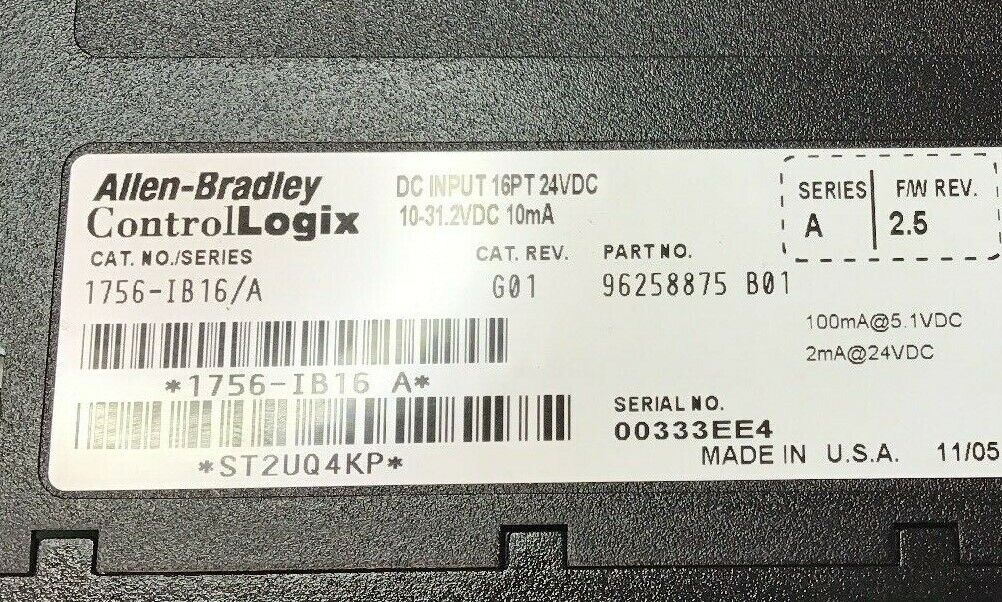 ALLEN BRADLEY 1756-IB16 SER.A INPUT MODULE FW2.5 24VDC CAT.REV.G01 ***LOTOF2***