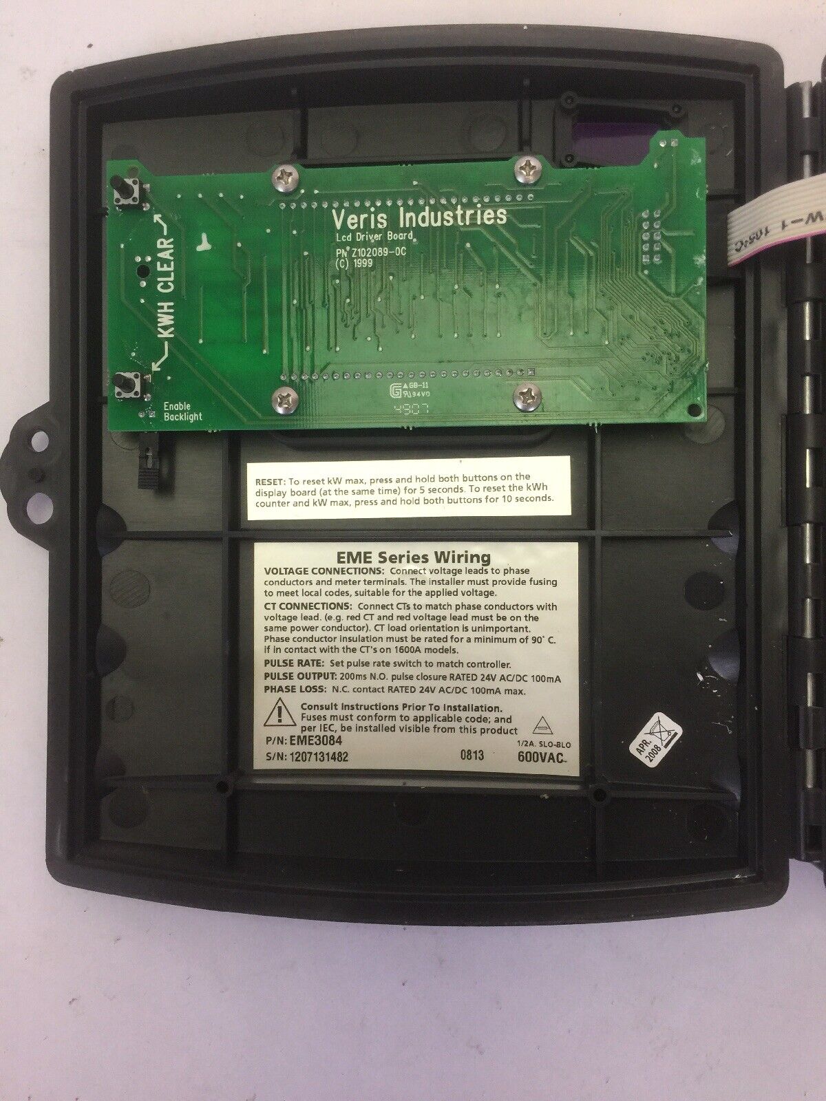 SQUARE D EME3084 POWER LOGIC ENERGY METER 600VAC