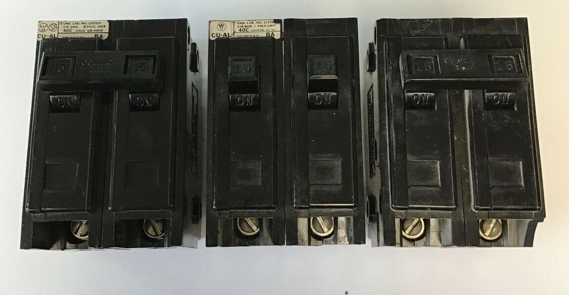 WESTINGHOUSE BA215 QUICKLAG CIRCUIT BREAKER 15A 2POLE ***LOTOF3***