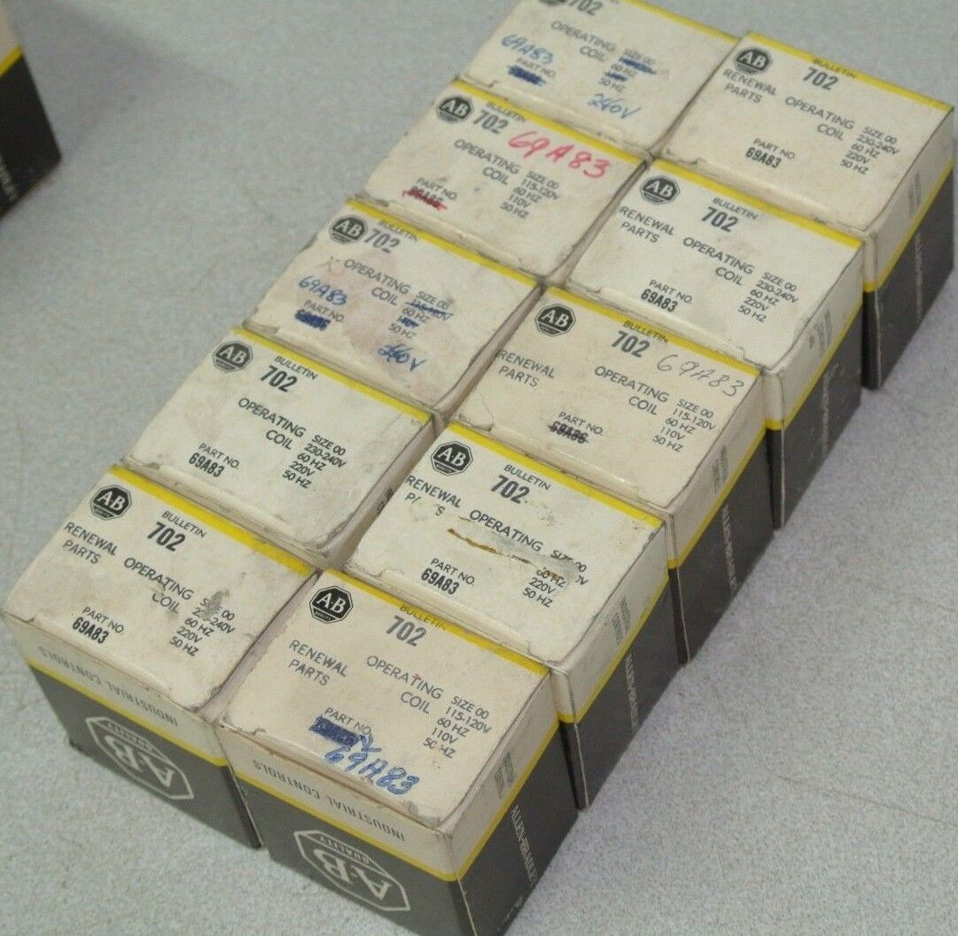ALLEN-BRADLEY 69A83 COIL SIZE 00 220/50Hz, 230-240V/60Hz NEW SURPLUS LOT of 10