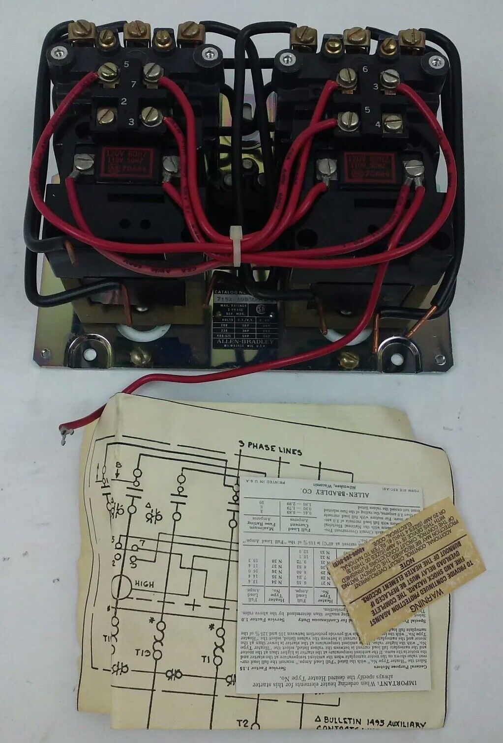 ALLEN BRADLEY 715X-AOD3000 TWO SPEED STARTER SIZE 0 PHASE 3 120V 60HZ SERIES L