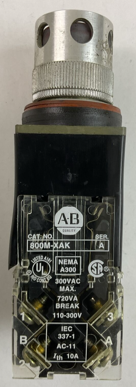 ALLEN BRADLEY 800MR-PGA16S SER D PUSH BUTTON 110/120V 800M-XAK SER A 600VAC
