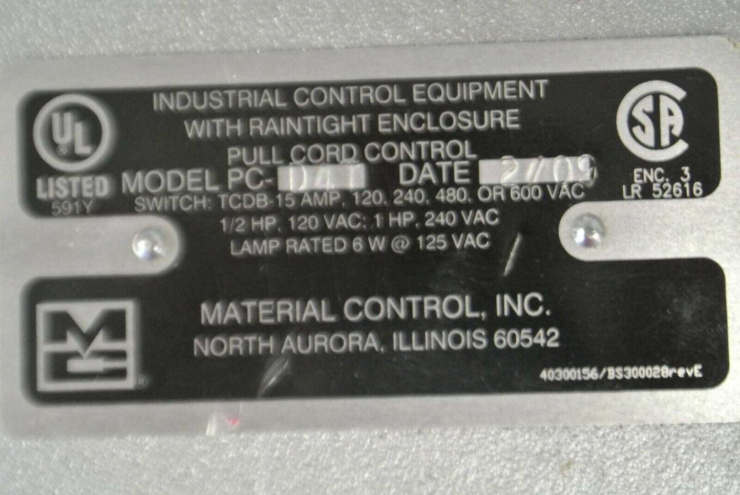 MATERIAL CONTROL PC-D4T / PCD-4T PULL-CORD SWITCH / DOUBLE SIDED PULL APPLETON?