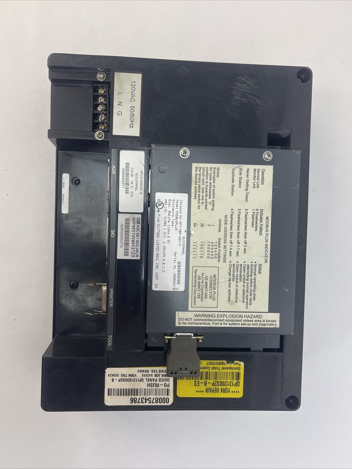 TOTAL CONTROL QPI31200S2P-B QUICK PANEL 10.5" TOUCH SCREEN 120VAC QPI-MBP-201-F