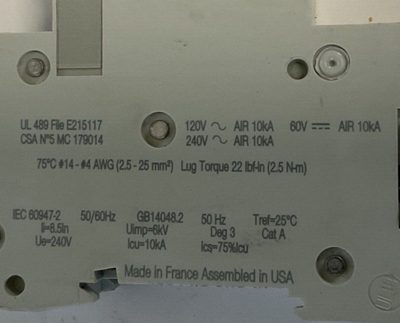SCHNEIDER ELECTRIC C60 3A MULTI 9 CIRCUIT BREAKER 240VAC/60VDC***LOTOF3***