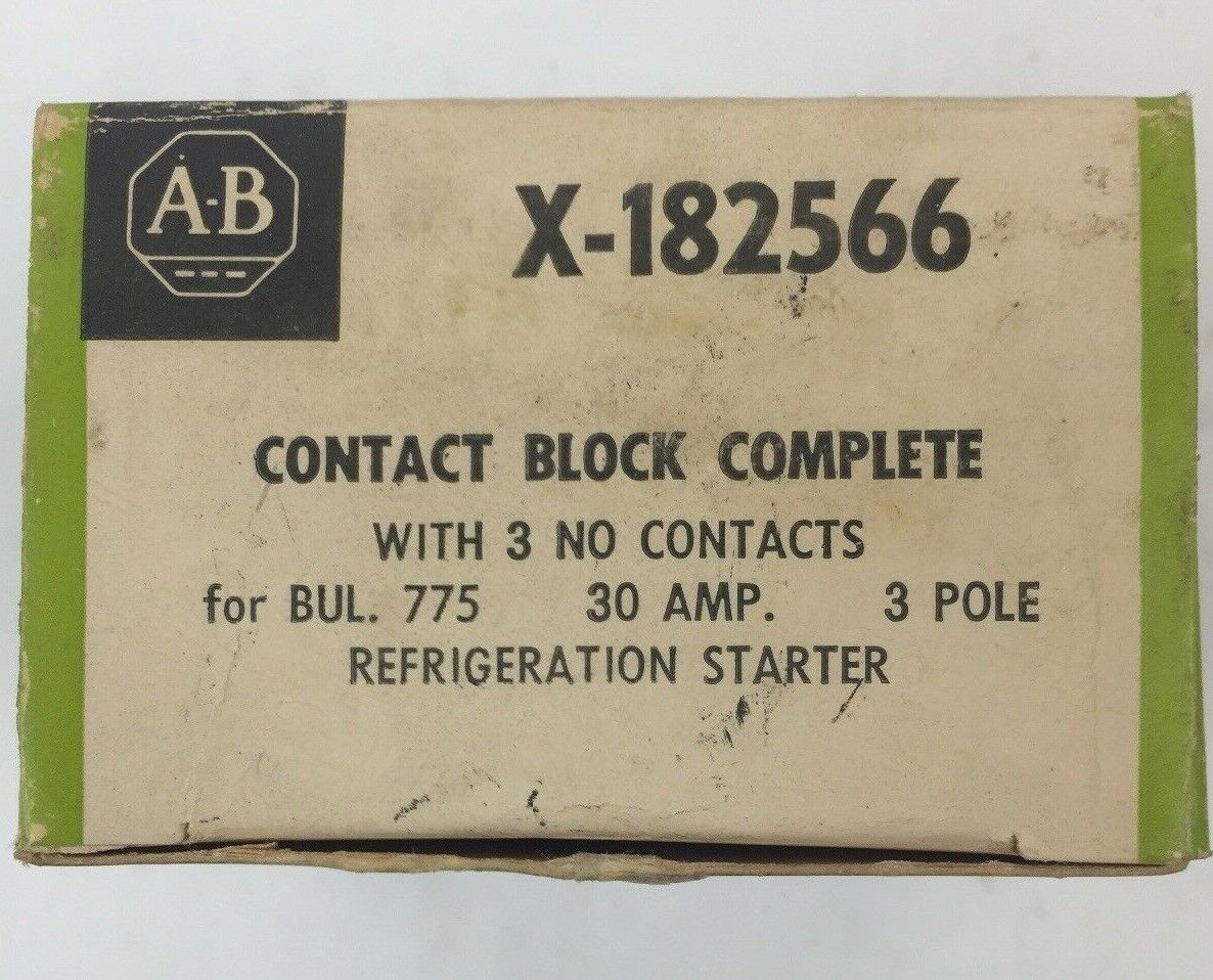 ALLEN BRADLEY X-182566 CONTACT BLOCK COMPLETE WITH 3 NO CONTACTS 30AMP 3 POLE